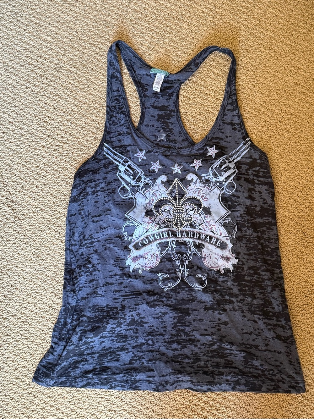 Women's Black Graphic Racerback Tank Top XL COWGIRL HARDWARE